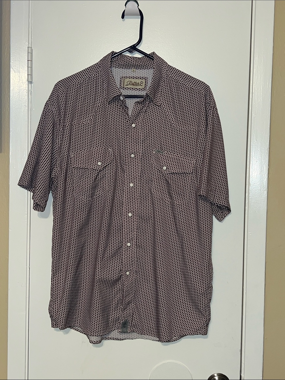 Billabong Men's Short Sleeve Button-Down Shirt in Brown Geo Print